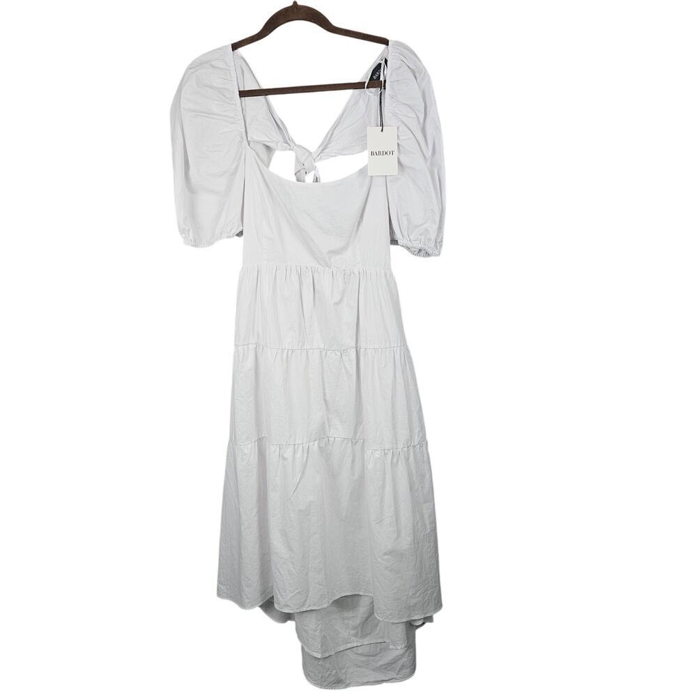 Bardot‎ White Maxi Tear Layered Puff Short Sleeve Dress Size M